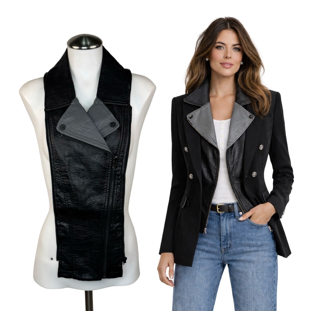 Upcycled Faux Leather DICKEY Insert — Compatible with Veronica Beard Blazers